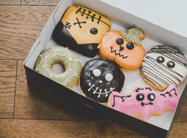 Colorful Halloween donut sweet set in box